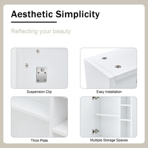 English Elm A white MDF mirror cabinet wall-mounted with storage, high-def glass, space-saving design, easy DIY install W1151135030 W1151P318194