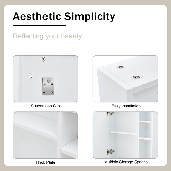 English Elm A white MDF mirror cabinet wall-mounted with storage, high-def glass, space-saving design, easy DIY install W1151135030 W1151P318194