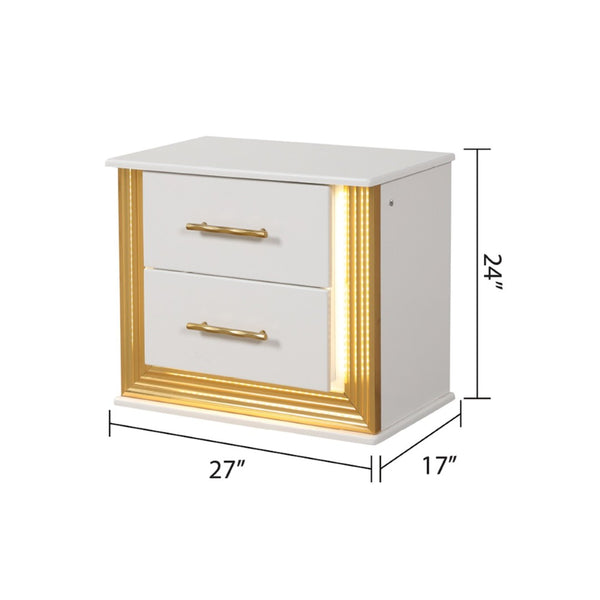English Elm Obsession Luxurious 4Pc King Bedroom Set With Led Lighting & Gold Finish For Modern Elegance B009S02123-GIGA