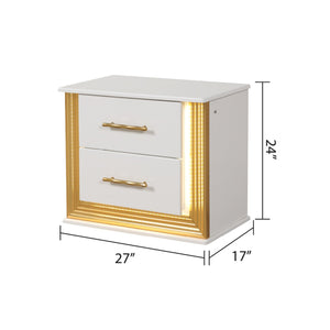 English Elm Obsession 5Pc Queen Bedroom Set With Led Lighting & Gold Finish - Modern Luxury & Smart Storage B009S02126