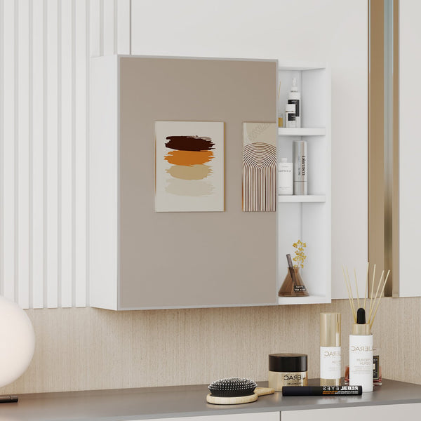English Elm A white MDF mirror cabinet wall-mounted with storage, high-def glass, space-saving design, easy DIY install W1151135030 W1151P318194
