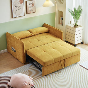 English Elm Chenille Sleeper Loveseat Sofa Bed with Adjustable Armrests for Studio Living W848132155