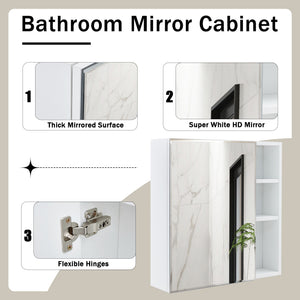 English Elm A white MDF mirror cabinet wall-mounted with storage, high-def glass, space-saving design, easy DIY install W1151135030 W1151P318194