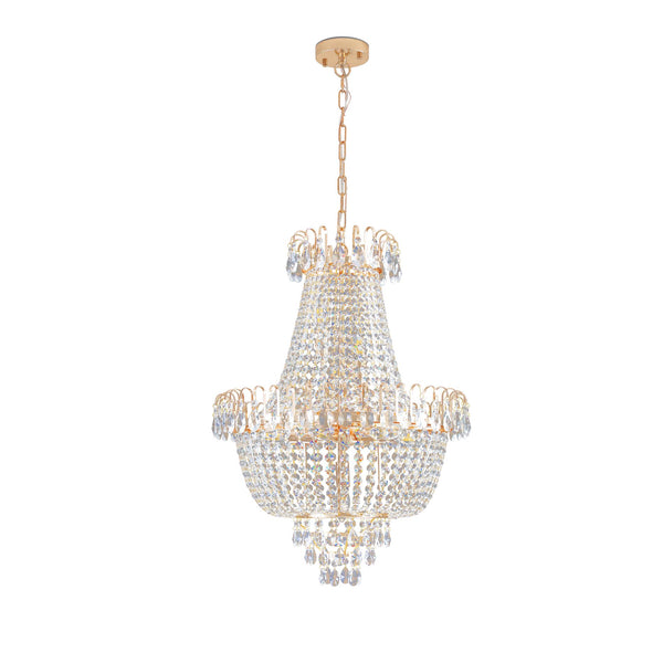 English Elm (Same As W1340P143189) Gold Crystal Chandelier - Luxurious Adjustable Ceiling Light For Modern Spaces W1340P189292