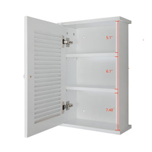 English Elm Wall MDF Floating Medicine Cabinet with Louvered Door, 3-Tier Storage, 66lb Capacity, White Finish W2181P151565