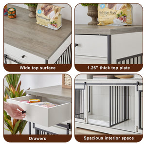 English Elm Super Sized Tv Stand Dog Crate Combo with Drawers Two Pet Spaces Living Room W1162P151258