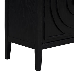 English Elm Trexm Retro Four Door Buffet Sideboard Solid Wood Distressed Finish Dining Storage WF307723AAB