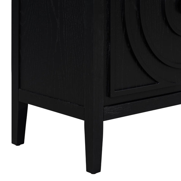 English Elm Trexm Retro Four Door Buffet Sideboard Solid Wood Distressed Finish Dining Storage WF307723AAB