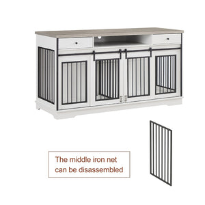 English Elm Super Sized Tv Stand Dog Crate Combo with Drawers Two Pet Spaces Living Room W1162P151258