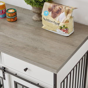 English Elm Super Sized Tv Stand Dog Crate Combo with Drawers Two Pet Spaces Living Room W1162P151258