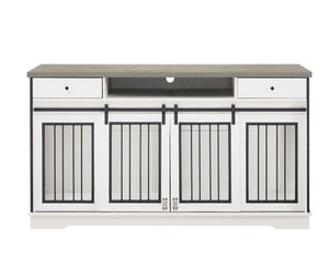 English Elm Super Sized Tv Stand Dog Crate Combo with Drawers Two Pet Spaces Living Room W1162P151258