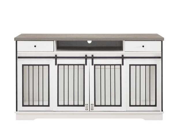 English Elm Super Sized Tv Stand Dog Crate Combo with Drawers Two Pet Spaces Living Room W1162P151258