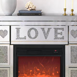 Hearth and Haven W 46" X D 12.6 X H 41"Acrylic Diamond Mirror Fireplace Cabinet, TV Fireplace Cabinet W1005S00005