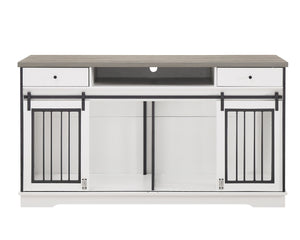 English Elm Super Sized Tv Stand Dog Crate Combo with Drawers Two Pet Spaces Living Room W1162P151258