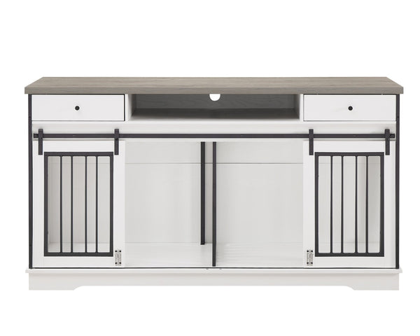 English Elm Super Sized Tv Stand Dog Crate Combo with Drawers Two Pet Spaces Living Room W1162P151258