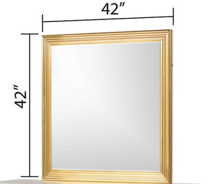 English Elm Obsession LED Square Wall Mirror White & Gold Finish, Wood Frame, Elegant Bedroom Accent with Glow B009P356302