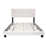 Hearth and Haven White Queen Size Adjustable Upholstered Bed Frame American Simple and Versatile Style, Suitable For Any Room Style W1867P143802