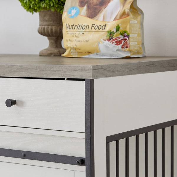 English Elm Super Sized Tv Stand Dog Crate Combo with Drawers Two Pet Spaces Living Room W1162P151258