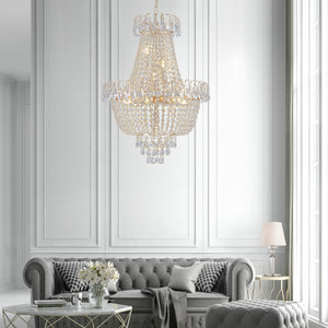English Elm (Same As W1340P143189) Gold Crystal Chandelier - Luxurious Adjustable Ceiling Light For Modern Spaces W1340P189292