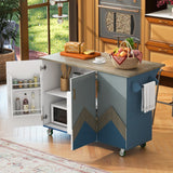 Hearth and Haven Retro Mountain Wood 47"D Kitchen Island with Drop Leaf, Accent Cabinet with Internal Storage Rack, Farmhouse Rolling Kitchen Cart On Wheels For Living Room, Kitchen, Dining Room WF315658AAG