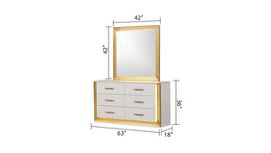 English Elm Obsession 5Pc Queen Bedroom Set With Led Lighting & Gold Finish - Modern Luxury & Smart Storage B009S02126
