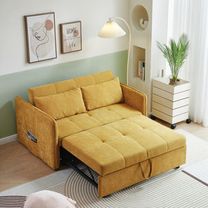 English Elm Chenille Sleeper Loveseat Sofa Bed with Adjustable Armrests for Studio Living W848132155