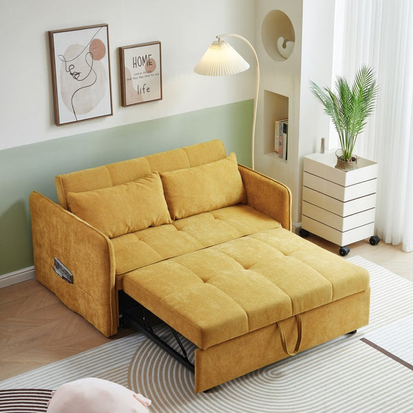 English Elm Chenille Sleeper Loveseat Sofa Bed with Adjustable Armrests for Studio Living W848132155