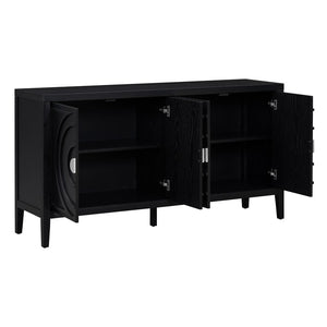 English Elm Trexm Retro Four Door Buffet Sideboard Solid Wood Distressed Finish Dining Storage WF307723AAB