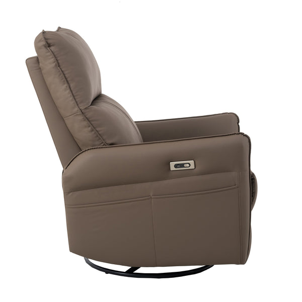 English Elm 270° Power Swivel Rocker Recliner Chair – Electric Glider With Usb Ports, Pu Leather, Ideal For Relaxation W1028S00027