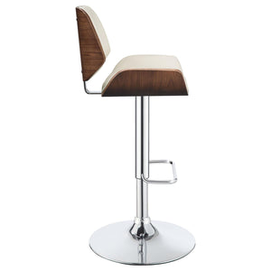 English Elm Ecru Adjustable Bar Stool with Faux Leather Seat, Walnut Wood & Chrome Base, Modern Counter Height Elegance B062P153502