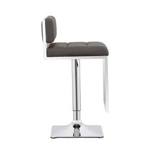 English Elm Grey Adjustable Bar Stool With Chrome Accents - Modern Tufted Faux Leather Comfort For Home Bars B062P153517