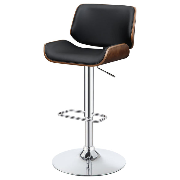 English Elm Black Adjustable Bar Stool With Chrome Base & Faux-Leather Seat - Modern Industrial Style Comfort B062P153495