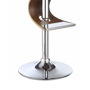 English Elm Walnut S-Shaped Adjustable Bar Stool with Chrome Frame, Bentwood Seat, 375 lb Capacity, Modern Flair B062P153511