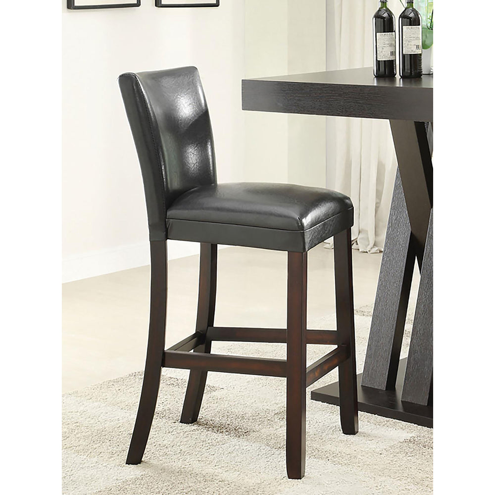 English Elm Cappuccino Bar Height Stools Set Of 2 - Contemporary Design, Plush Comfort, Black Faux Leather Upholstery B062P153484