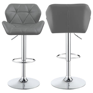 English Elm Chrome Adjustable Bar Stools Set of 2 — Grey Star-Pattern Upholstery, Hydraulic Height Lift, Modern Chrome Base B062P153521