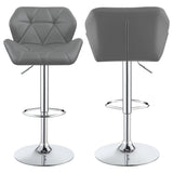 Modern Chrome & Grey Bar Stools (Set of 2) with Adjustable Height, Sturdy Metal Base & Footrest - 20