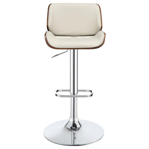 English Elm Ecru Adjustable Bar Stool with Faux Leather Seat, Walnut Wood & Chrome Base, Modern Counter Height Elegance B062P153502