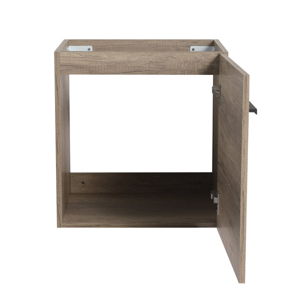 English Elm 18 inch Wall-Mounted Vanity with Ceramic Sink Top, Eco Plywood Cabinet, Dual Handles, Sleek Minimalist Design W999P149895