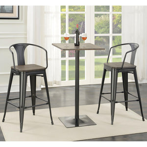 English Elm Dark Elm Industrial Bar Stool Set of 2 — Matte Black Metal Frame, Elm Wood Seat, 41.5"H Durable Stylish Seating B062P153516