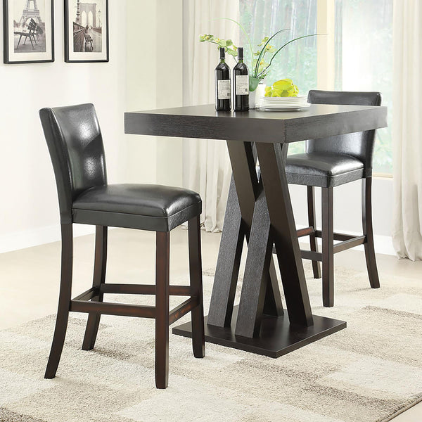 English Elm Cappuccino Bar Height Stools Set Of 2 - Contemporary Design, Plush Comfort, Black Faux Leather Upholstery B062P153484