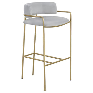 English Elm Grey Velvet Low Back Stool With Gold Finish - Modern Design For Home Bar, Kitchen Island, Or Dining B062P153514