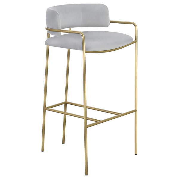 English Elm Grey Velvet Low Back Stool With Gold Finish - Modern Design For Home Bar, Kitchen Island, Or Dining B062P153514