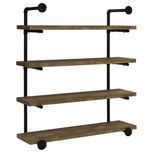 English Elm Black Driftwood Metal 24-Inch Wall Shelf Rustic Industrial Pipe Frame Display for Cabin Decor Photos Books Black+Brown B062P153483