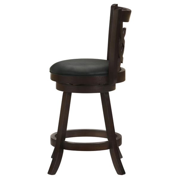 English Elm Cappuccino Counter Height Swivel Stools Set Of 2 - Elegant Black Leatherette With Espresso Finish B062P153488