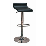 Height-Adjustable Black Upholstered Bar Stool with Chrome Base for Modern Comfort and Style