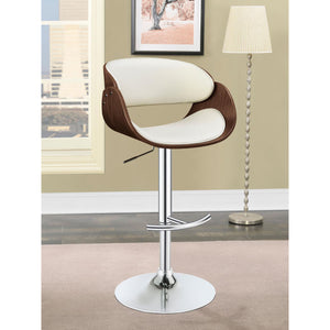 English Elm Ecru Adjustable Bar Stool - Mid-Century Design With Chrome Accents & Walnut Details For Comfort B062P153493