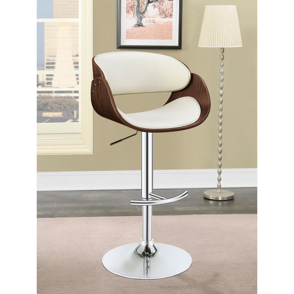 English Elm Ecru Adjustable Bar Stool - Mid-Century Design With Chrome Accents & Walnut Details For Comfort B062P153493
