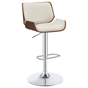 English Elm Ecru Adjustable Bar Stool with Faux Leather Seat, Walnut Wood & Chrome Base, Modern Counter Height Elegance B062P153502