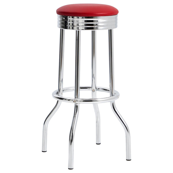 English Elm Red Vintage-Modern Bar Stools Set of 2 — Plush Faux Leather Seats with Chrome Legs, 30" Counter Height Elegance B062P153506