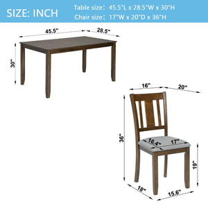 English Elm 5 Piece Mid-century Dining Set Acacia Wood Table Linen Upholstered Chairs Walnut W1998S00019